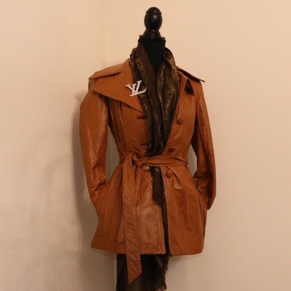 handmade Jackets & Blazers - 🔥Vintage Cognac Belted Leather 70's Jacket🔥